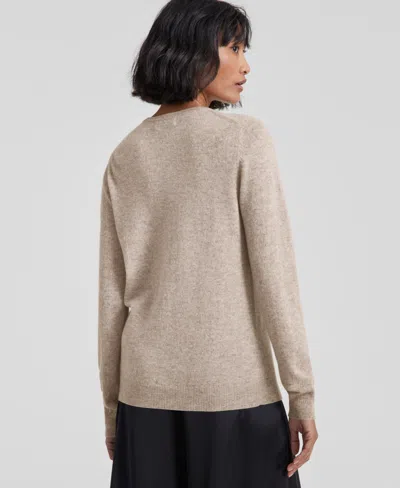Charter Club 100% Cashmere Women's Petite Long-sleeve Crewneck Sweater, Created For Macy's In Green
