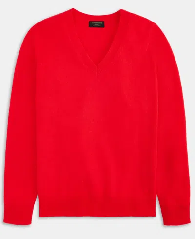 Charter Club 100% Cashmere Petite V-neck Long-sleeve Sweater, Created For Macy's In Red