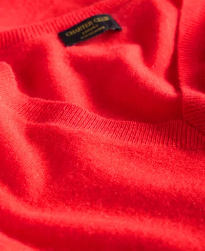Charter Club 100% Cashmere Petite V-neck Long-sleeve Sweater, Created For Macy's In Red