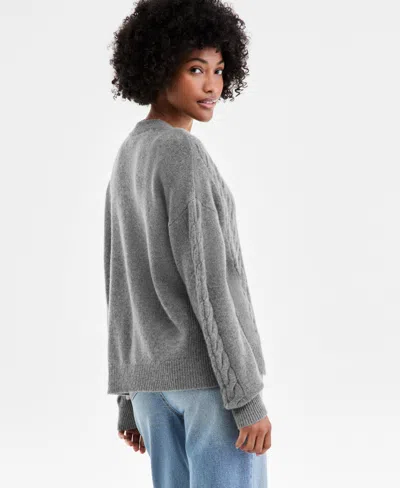 Charter Club Womens 100 Cashmere Placed Cable Knit V Neck Sweater Pxs 3x Macys Exclusive In Gray