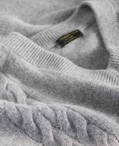 Charter Club Womens 100 Cashmere Placed Cable Knit V Neck Sweater Pxs 3x Macys Exclusive In Gray