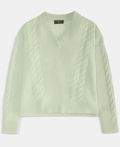 Charter Club Women's 100% Cashmere Placed Cable-knit V-neck Sweater, Macy's Exclusive In Green