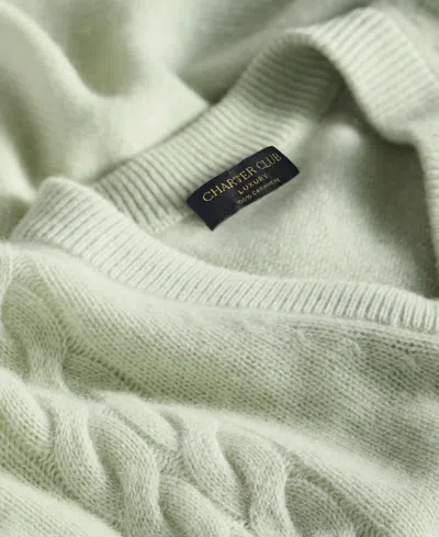 Charter Club Women's 100% Cashmere Placed Cable-knit V-neck Sweater, Macy's Exclusive In Green