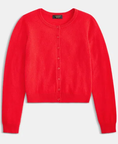 Charter Club Petite Cashmere Crewneck Button-front Cardigan, Exclusively At Macy's In Red