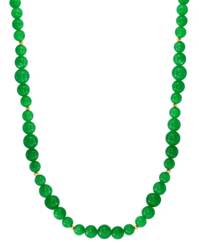 Effy Collection Effy Dyed Green Jade & Polished Bead Collar Necklace In 14k Gold, 16" + 2" Extender In Green