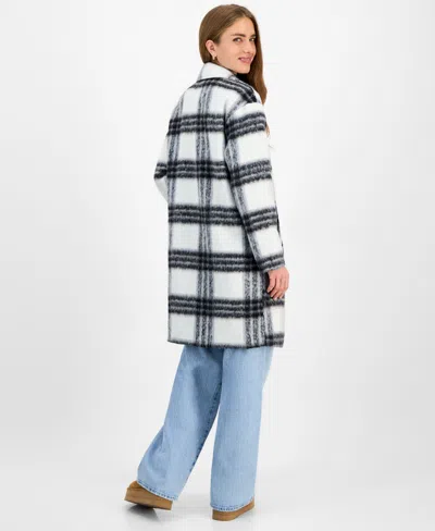 Jou Jou Juniors' Button-front Plaid Coat In Multi