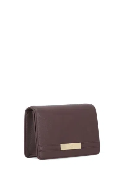 Elisabetta Franchi Rectangular Shoulder Bag Chain Strap In Burgundy