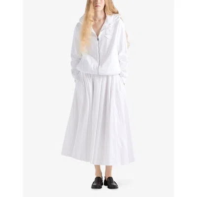 Prada Reversible Jersey Hoodie In White