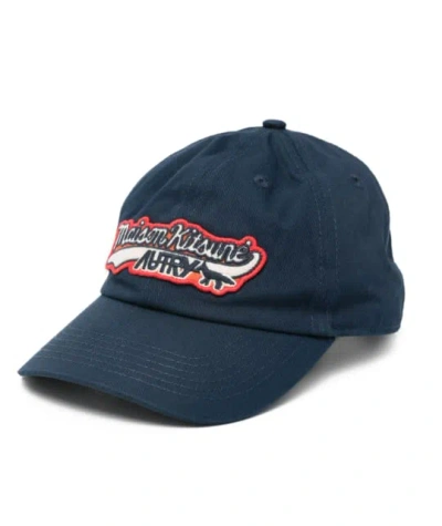 Autry Maison Kitsune Patch Baseball Cap In Blue