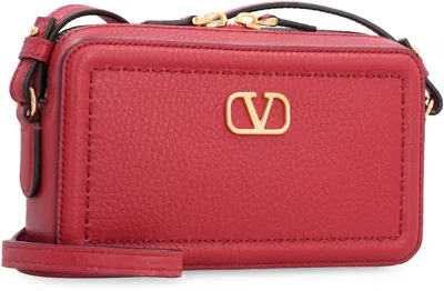 Valentino Garavani Alltime Leather Shoulder Bag With Vlogo Signature Detail In Red
