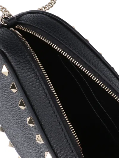Valentino Borsa A Tracolla Rockstud In Pelle Nera Donna In Black