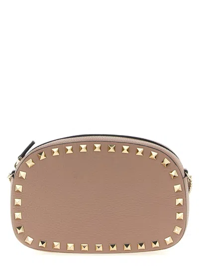 Valentino Rockstud Mini Grainy Leather Crossbody In White