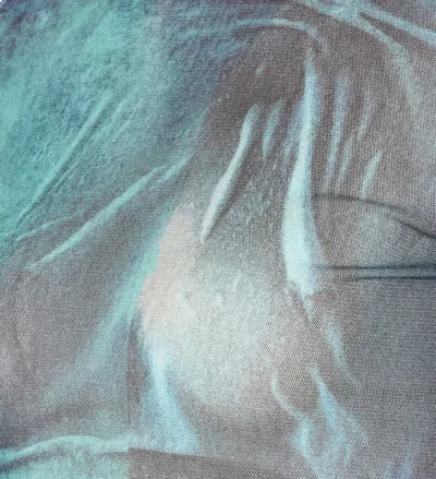 Jean Paul Gaultier Crew Neck Sheer Abstract Print Top In Blue