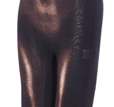 Jean Paul Gaultier High Waist Sheer Trousers With Metallic Finish In Brown