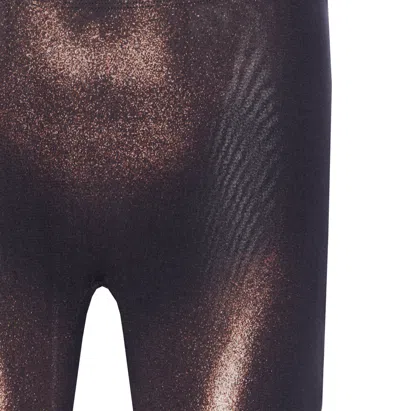 Jean Paul Gaultier High Waist Sheer Trousers With Metallic Finish In Brown