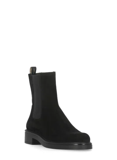 Stuart Weitzman Suede Ankle Boots Block Heel In Black