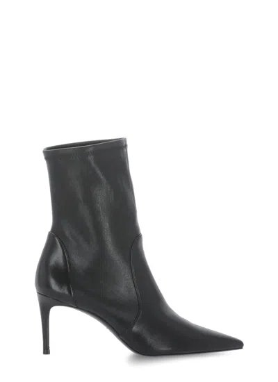 Stuart Weitzman Black Leather Stuart Power Ankle Boots
