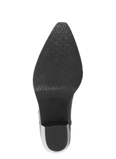 Stuart Weitzman Leather Block Heel Ankle Boots With Pointed Toe In Black