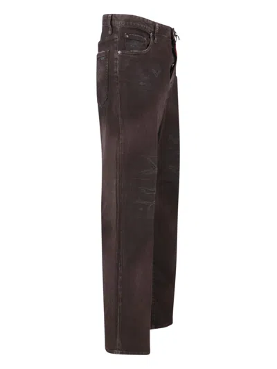 Dsquared2 Straight Trousers With Distressed Finish And Pockets In Brown