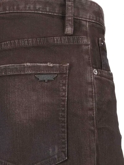 Dsquared2 Straight Trousers With Distressed Finish And Pockets In Brown