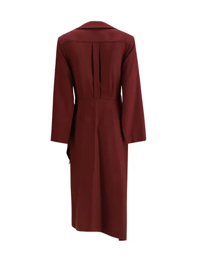 Crida Milano Bordeaux Silk Casual Dress In Burgundy