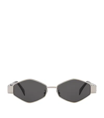 Celine Womens Grey Metaltriomphe Irregular-frame Metal Sunglasses In Gray