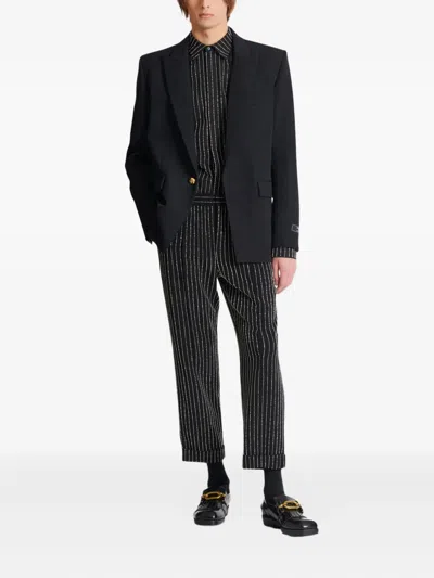 Balmain Crystal-stripes Trousers In Black