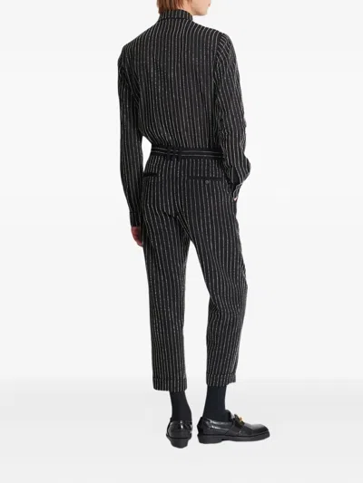 Balmain Crystal-stripes Trousers In Black