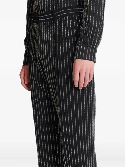 Balmain Crystal-stripes Trousers In Black