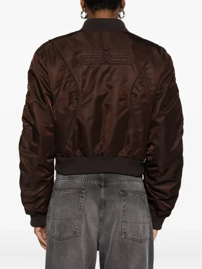 Gestuz Cropped Zip Bomber Jacket In Brown