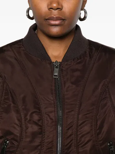 Gestuz Cropped Zip Bomber Jacket In Brown
