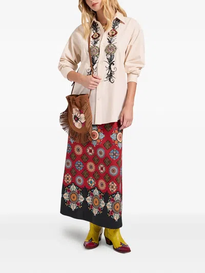 La Doublej Fringed-trim Sequin-embellished Shoulder Bag In Brown