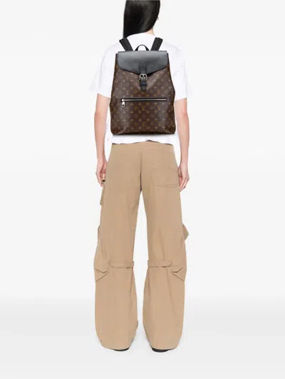 Pre-owned Louis Vuitton 2015 Monogram Macassar Palk Backpack In Black