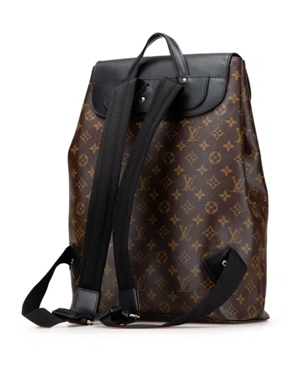 Pre-owned Louis Vuitton 2015 Monogram Macassar Palk Backpack In Black
