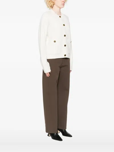 Totême Patch-pocket Buttoned Cardigan In White