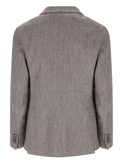Tagliatore Herringbone-pattern Blazer In Gray