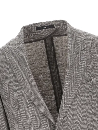 Tagliatore Herringbone-pattern Blazer In Gray