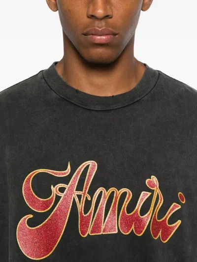Amiri Black Crewneck Logo T-shirt In Black