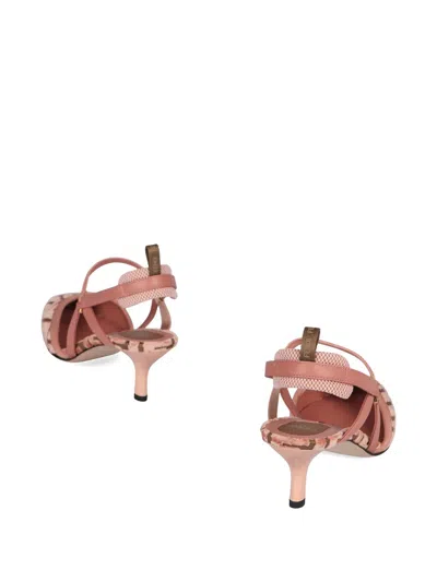 Fendi Pink Ff Velvet Colibrì Lite Slingback In Pink