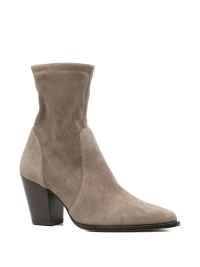 Stuart Weitzman 80mm Jolene Pointed-toe Sock Boots In Neutral