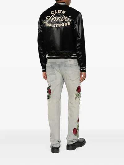 Amiri Men Black Jacket With Logo On The Front And Back In Tech Fabric Man In Black