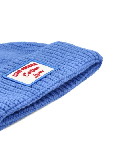 Giada Benincasa Ribbed-knit Logo-patch Beanie Hat In Blue