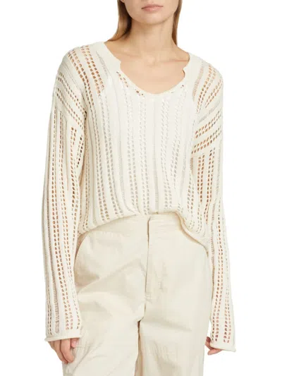 Atm Anthony Thomas Melillo Crochet Sweater In Beige