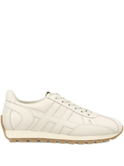 Hogan Embossed-logo Leather Sneakers In Neutral