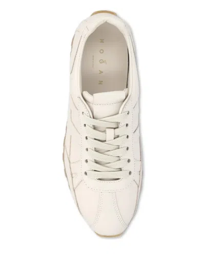 Hogan Embossed-logo Leather Sneakers In Neutral