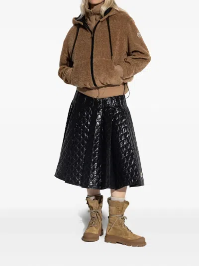 Moncler Reversible Jacket With Drawstring Hood And Logo Patch On The Sleeve In Brown