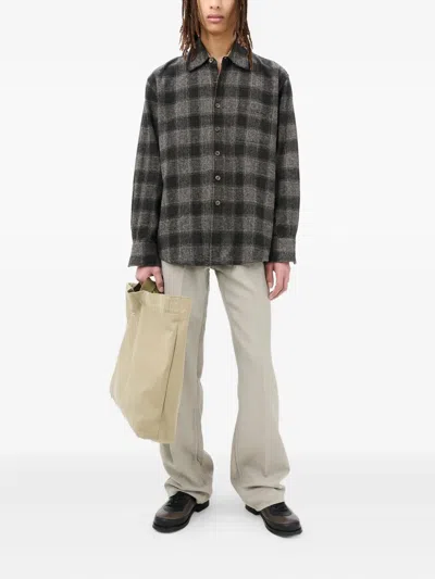 Our Legacy Mens Above Oakland Low Twist Check Shirt In Black