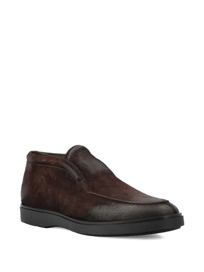 Tagliatore Round Toe Slip-on Loafers In Brown