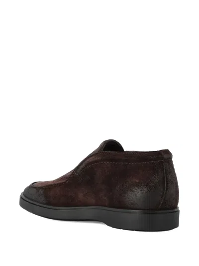 Tagliatore Round Toe Slip-on Loafers In Brown