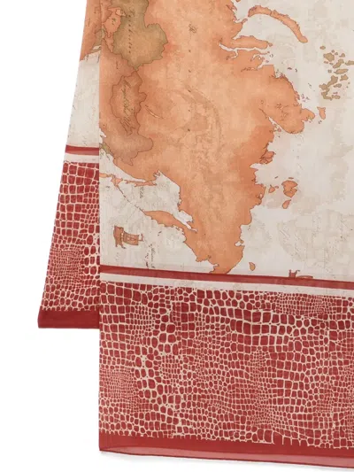 Alviero Martini 1° Classe Map-print Crocodile-effect Scarf In Multi